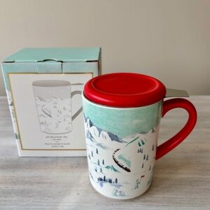 Indigo Polar Express Scenic Winter Tea Mug with Lid (16oz)